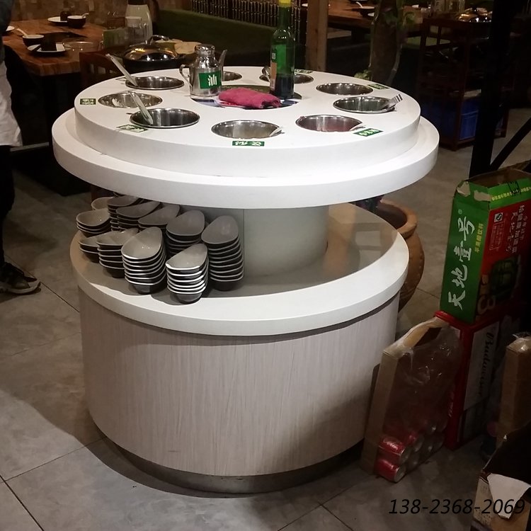 火鍋醬料臺(tái)，圓形調(diào)料臺(tái)，大理石醬料臺(tái)